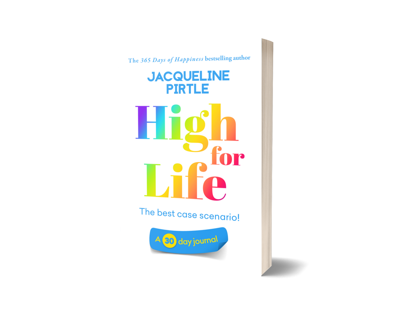 Close-up of the journal's textured cover featuring embossed lettering and vibrant blue accents on the spine side.