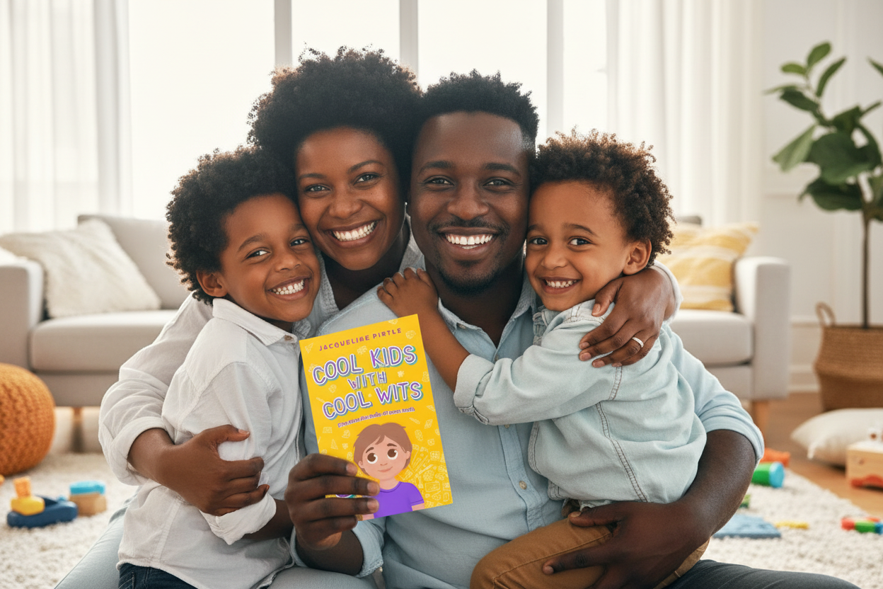 Family, parents and children hugging and laughing