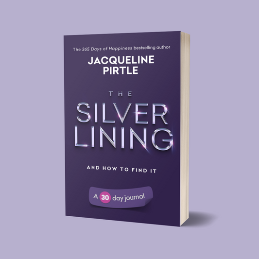 The Silver Lining – And How to Find It 30-day journal workbook with soft matte black paperback cover, lined pages