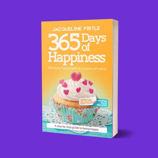 365 Days of Happiness Special Edition paperback book with cream cover, black title text, and space for reflections, from