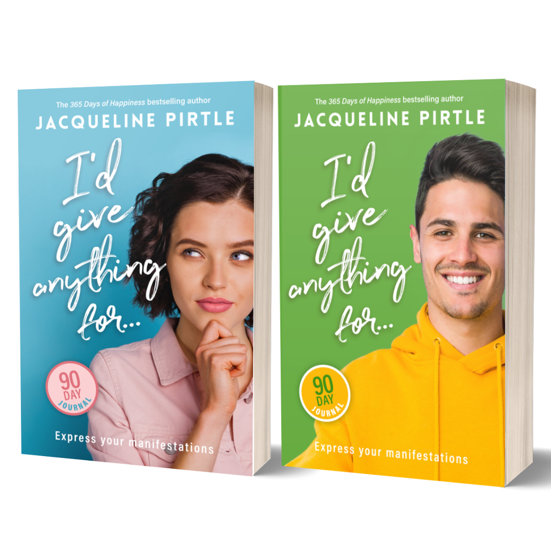 Close-up of the bundle's colorful cover pages with motivational quotes and manifesting prompts displayed clearly