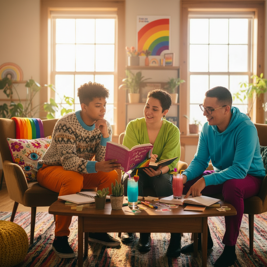 Colorful non-binary lifestyle with rainbow journal