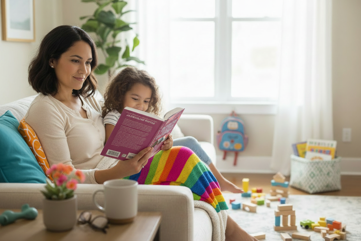 Colorful parenting book lifestyle image