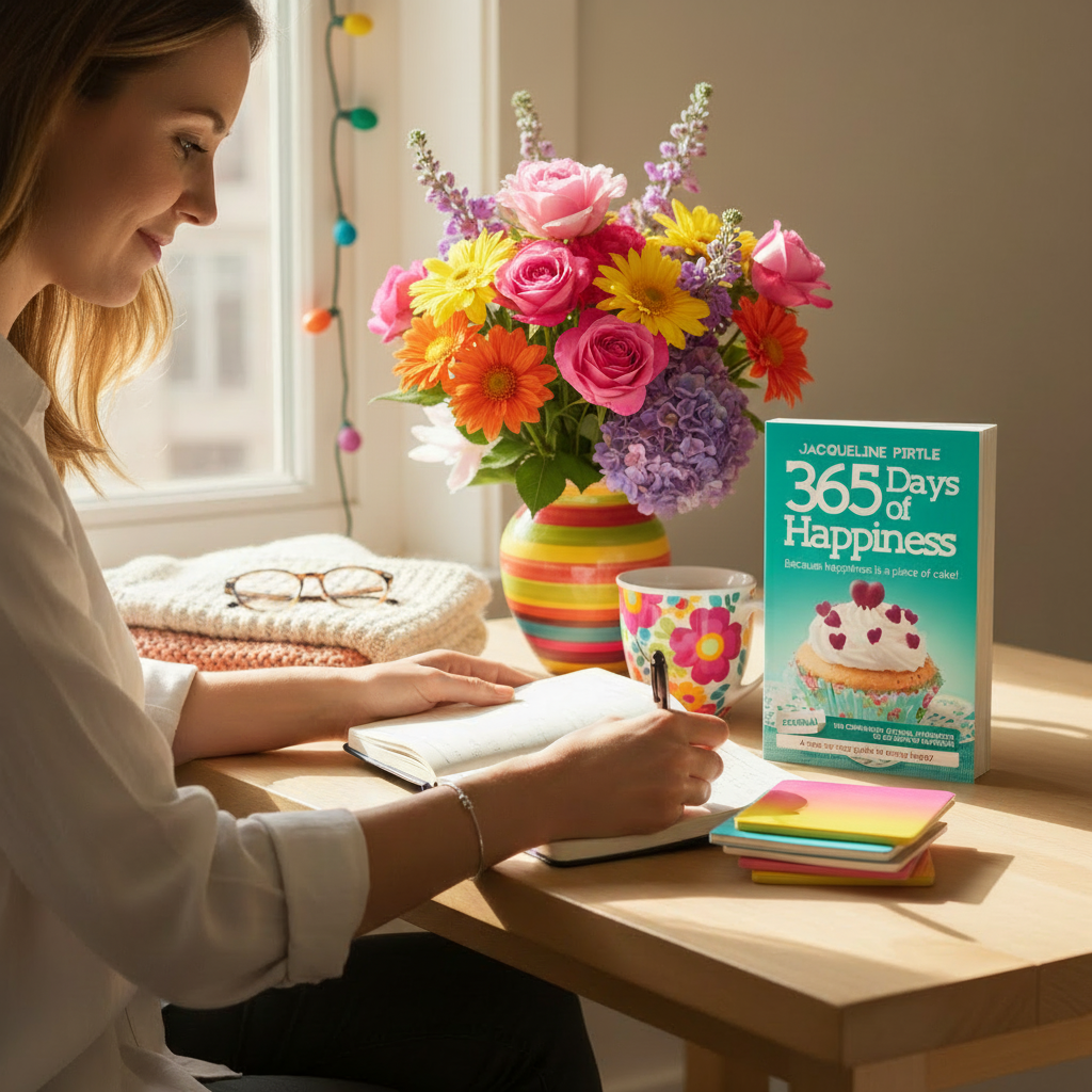 Colorful woman journaling lifestyle image