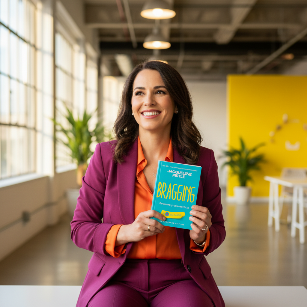 Confident Woman with Bragging Journal