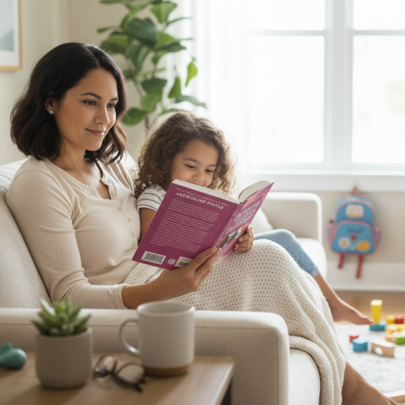 Parenting book with parent and child