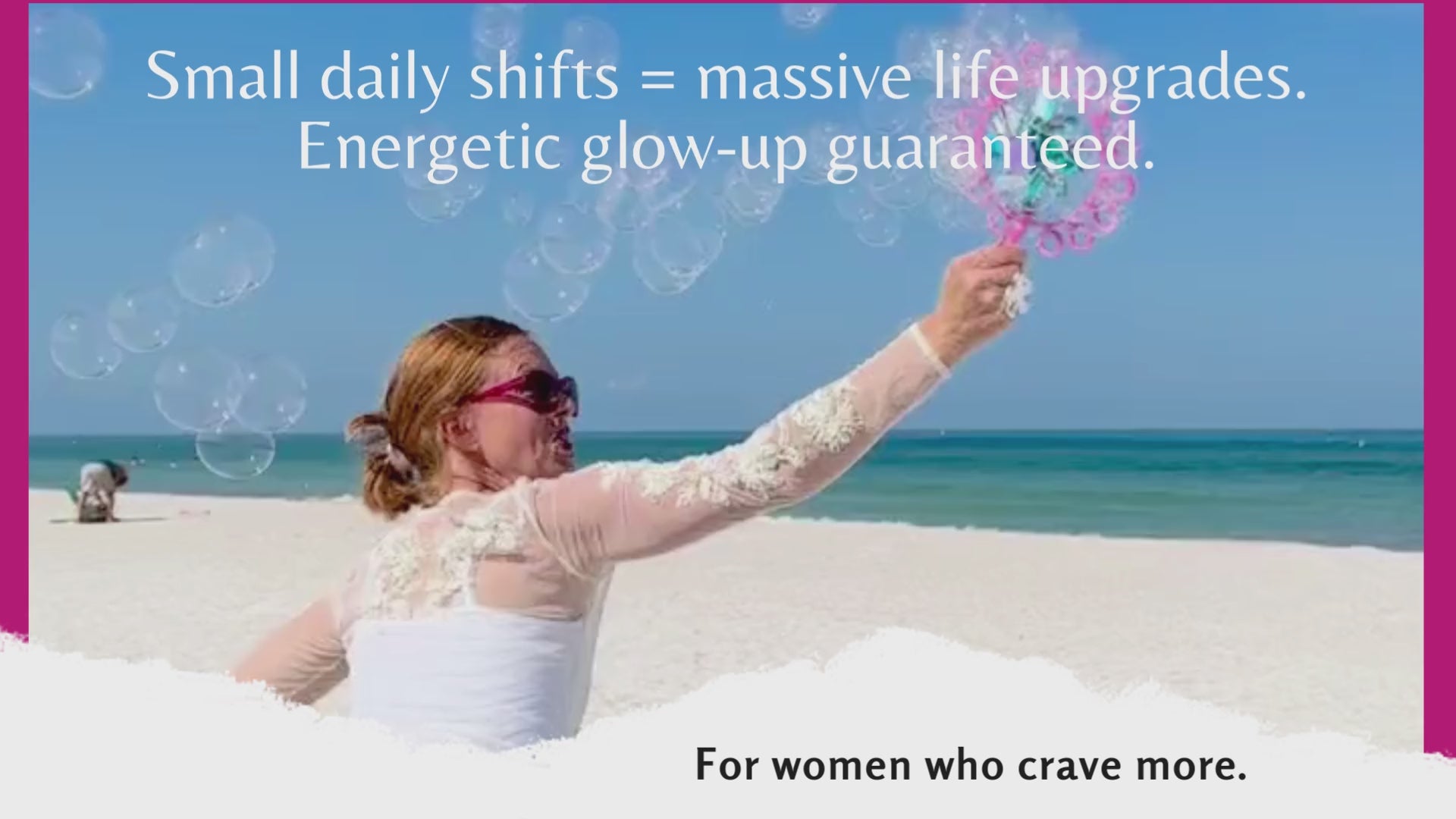 Load video: Brand video for FreakyHealer, books and tools, Jacqueline running at the beach and her books and tools showing with text that helps to understand what her work is all about.