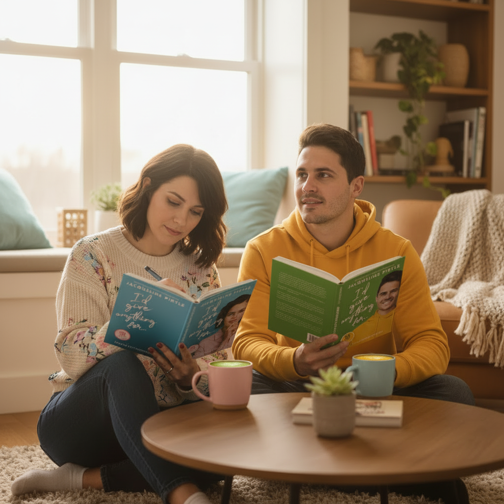 Woman and man journaling - with subtle color